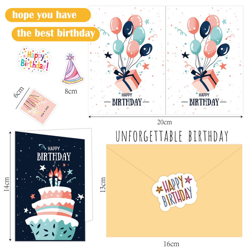 Colorful 5x7 Assorted Creative Greeting Note Card With Envelope 15 Pack