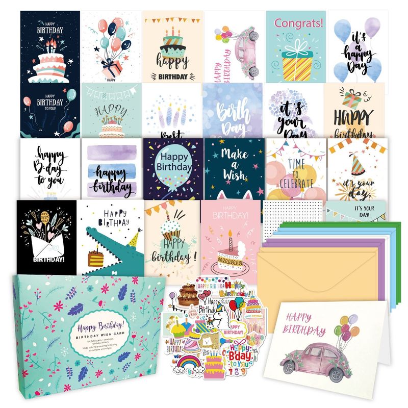 Colorful 5x7 Assorted Creative Greeting Note Card With Envelope 15 Pack